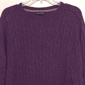 Lands End Knit Sweater Womens XL Purple Preppy Vibrant Academia Merino Wool